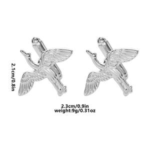 Mancuernillas Creativas de Plata <span class=keywords><strong>con</strong></span> Forma de Pájaro, Accesorios Elegantes de Lujo, Regalo de Compromiso, Boda, Aniversario para Hombre, Acero Inoxidable - Product Image 4