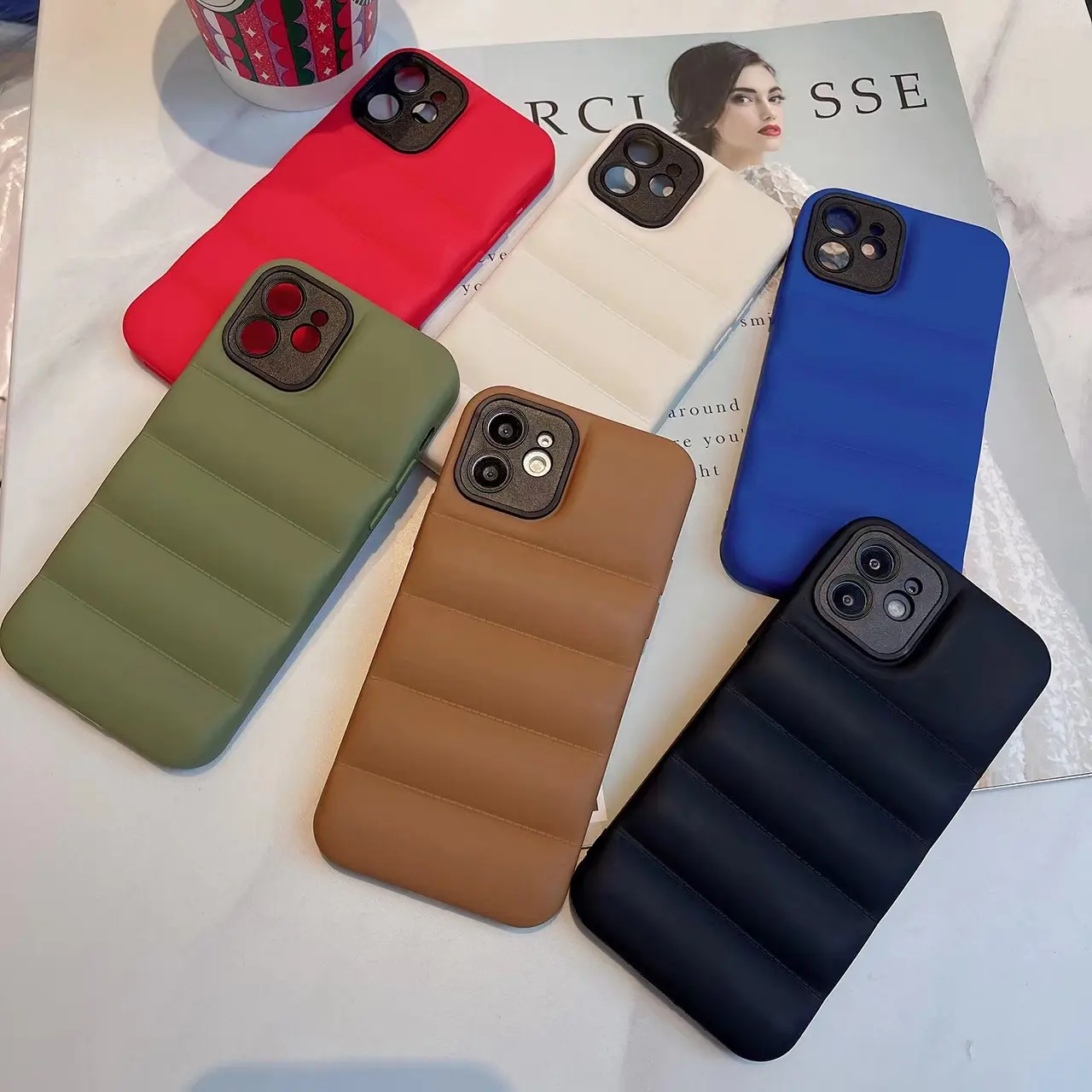 Wholesale High quality Colorful Full Protection Down Jacket Case For Iphone 7 8 X XS 11 12 13 14