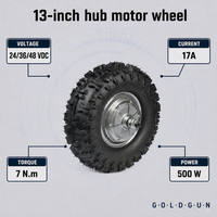 Moteur de moyeu électrique GOLDGUN 13 pouces 500W 24V 36V 48V 7Nm pour tricycle électrique, moto et camion