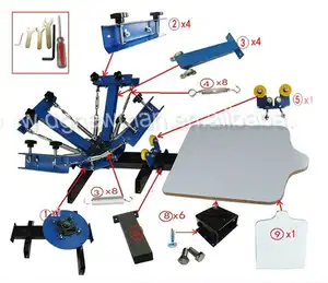 Goedkope Fabriek Direct Selling Handleiding 4 Kleuren 1 Station Zeefdruk Machine