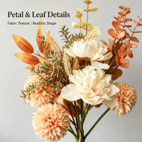 Dekorasi Meja Makan Pernikahan Pesta Pengantin, Bunga Plastik Dandelion Peony Hydrangea, Buket Bunga Buatan
