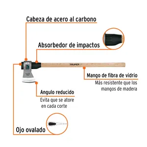 ขวานทำงานขนาดกลาง MASTER 8 น้ำหนัก 3 ปอนด์ ด้ามไม้ 36 นิ้ว ยี่ห้อ TRUPER - Product Image 2