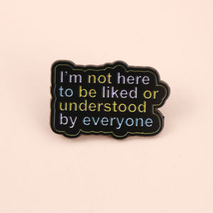 Lettres <span class=keywords><strong>Je</strong></span> <span class=keywords><strong>ne</strong></span> <span class=keywords><strong>suis</strong></span> <span class=keywords><strong>pas</strong></span> ici pour être aimé ou compris par tout le monde Émail Métal Drôle Épinglette Broche Badge Bijoux Cadeau pour Amis - Product Image 6