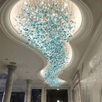 Nouveau lustre en verre LED de luxe de grande taille avec hauteur réglable, commande sans fil pour escalier, salle à manger, luminaire suspendu long