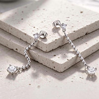 Ohrstecker aus 925er-Sterlingsilber mit Quasten, CZ- und weißgoldplattiert, funkelnde Sternenlicht-Perlen-Ohrstecker für junge Mädchen, Schmuck BSE1315