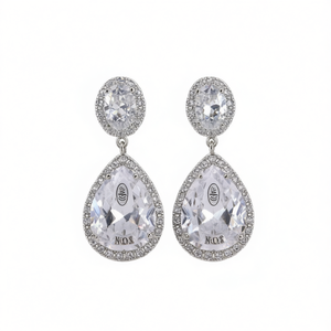 NOS – boucles d'oreilles de luxe en cristal pour femmes, bijoux de mariage en argent 925, en forme de goutte d'eau, serti de couleur blanc champagne - Product Image 1