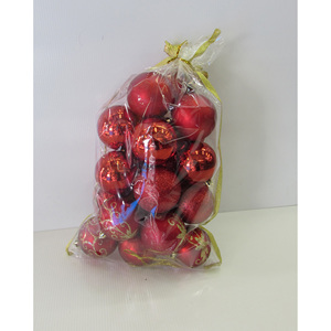 SET DI 20 PALLINE IN PLASTICA, DIAMETRO 6CM, ROSSO - Product Image 1