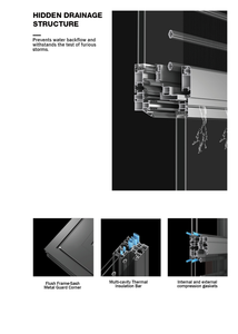 <span class=keywords><strong>Fenêtre</strong></span> à battant moderne en aluminium à rupture de pont thermique, sur mesure, double vitrage, résistante aux ouragans, avec moustiquaire pour villa et bureau - Product Image 3