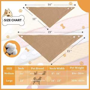 בנדנה לכלב בהתאמה אישית עם כפתור, צעיף דו צדדי, הדפס משבצות נושם, קיץ חורף, כותנה מוסלמית, אביזרי שיער לכלבים - Product Image 4