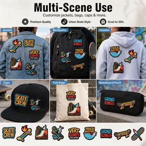 Patchs brodés thermocollants ou à coudre sur le thème du skateboard : Grind, <span class=keywords><strong>Vert</strong></span>, Ramp, Street, Pool, Crew - Product Image 6