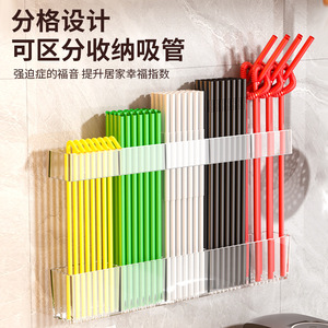 ชั้นวางหลอดดูดน้ำอะคริลิคติดผนัง รูปทรงสี่เหลี่ยมผืนผ้า สีขาวใส ทำความสะอาดง่าย อุปกรณ์จัดระเบียบตู้ครัว - Product Image 5