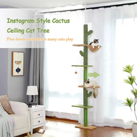 Arbre à chat surélevé en bois et sisal avec griffoir et maisonnette pour chat, design durable, emballage carton – Grande taille, en promotion