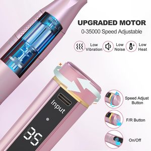 Professional Portable Cordless Nail <b>Drill</b> Machine 35000RPM LCD Display 12pcs Bits 6pcs Nails Set Made Durable Plastic - Product Image 5