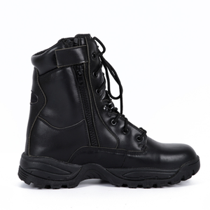 DFJ0117 Bottes de jungle en cuir de vache véritable noir à manches longues - Product Image 1