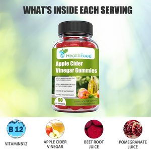 Hot Selling Apple Cider Vinegar Gummies 500MG ACV Maintain Cholesterol Level Antioxidants 30 Day Supply Pomegranate Beetroot - Product Image 2