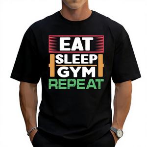 T-shirt décontracté vintage en coton pour homme, à manches courtes, imprimé « Never Give Up », écologique et respirant, commande en gros, tissu 180 g/m² (US) - Product Image 1