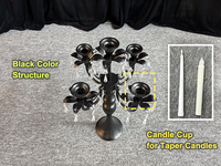 Petit chandelier à 5 bras en perles acryliques noires pour centre de table