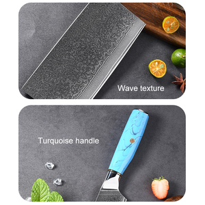 Cao cấp 8 inch Damascus thép handmade Knife Set 3pcs cường độ cao G10 màu xanh xử lý 430 + màu Ngọc Lam lưỡi dao sang trọng - Product Image 4