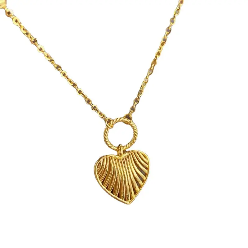 Amour Coeur Pendentif Collier En Relief Coeur Collier Résistant À L'eau Chunky Coeur Charme Collier Pour Femme Bijoux Cadeau