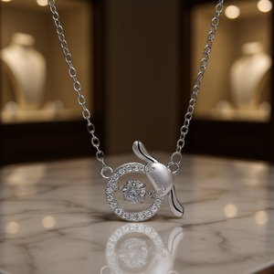 Collier pendentif dessin animé XL1519 en argent 925 avec strass en cristal taille brillant rond, mignon, pour usage quotidien, unisexe, chaîne à maillons - Product Image 2