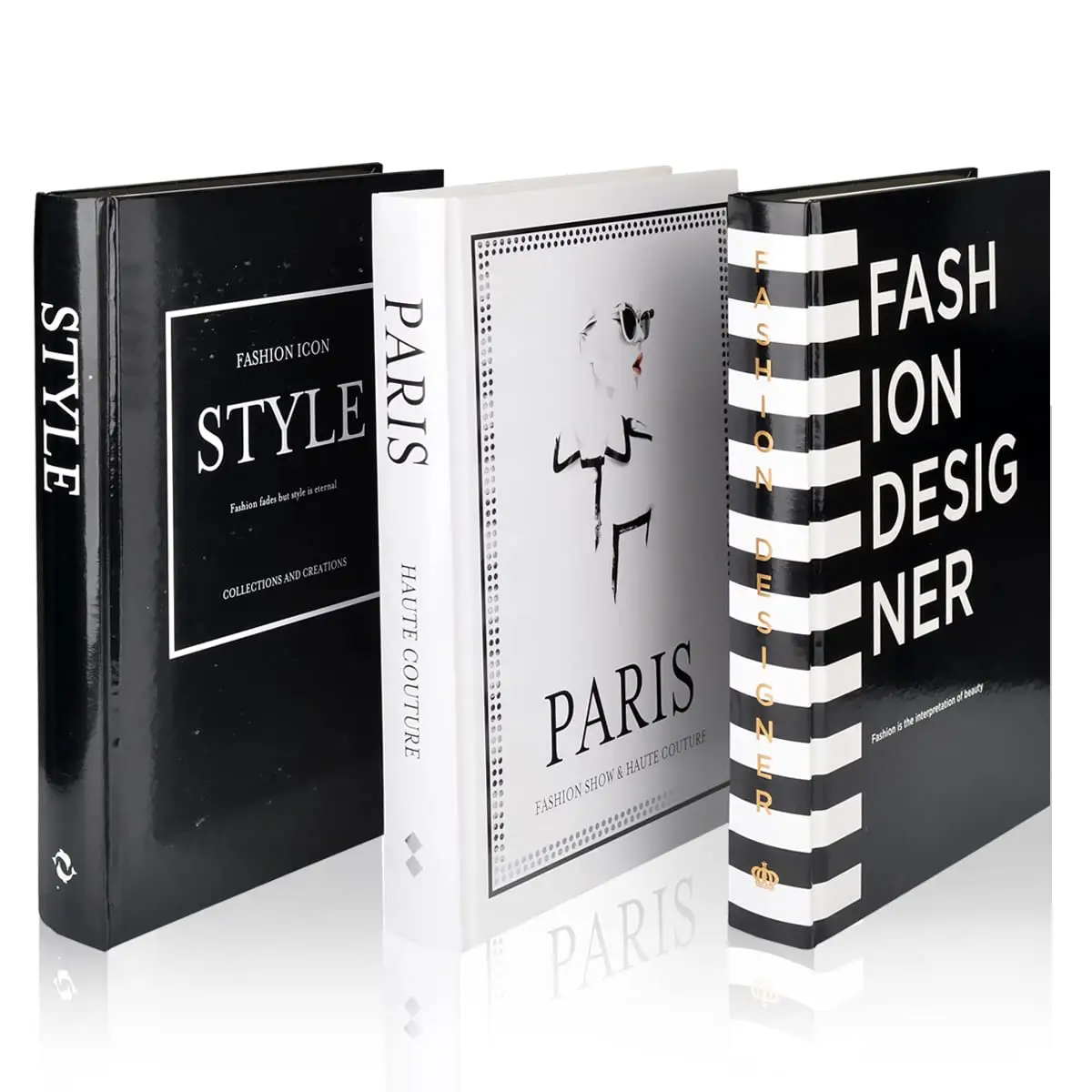 3 Stück Fashion Decorative Book Stack,Fashion Design Book Set, Wohnkultur Bücher für Couch tische Buch