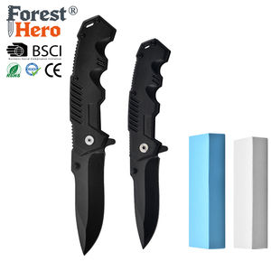 Cuchillo de hoja plegable personalizable para acampar al aire libre, cuchillo de supervivencia de grado DIY de madera de Damasco de acero inoxidable de 25mm con logotipo láser OEM - Product Image 1