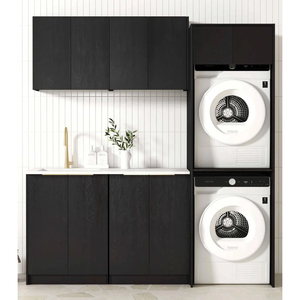 Mueble de Lujo de Madera para <span class=keywords><strong>Lavadero</strong></span>, Armario Independiente para Lavadora con Tiradores Dorados para Proyectos Residenciales - Product Image 2