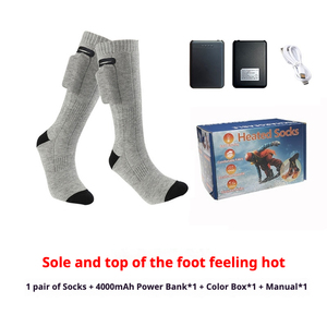 Chaussettes chaudes d'hiver <span class=keywords><strong>SKI</strong></span> USB Battery Tech Thermal Electric Heating Socks With Rechargeable Battery pour hommes et femmes - Product Image 2