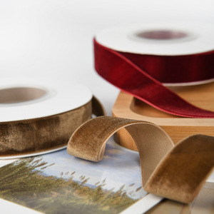 Nine-Colored Ribbon Velvet Ribbon 5-Size Multi-Color Single-Sided Hair Accessory Woven Polyester Solid Color Classic Style - Product Image 3