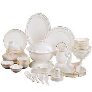 Service de table en céramique de Jingdezhen, ensemble de vaisselle en porcelaine fine (bols et assiettes), idéal pour les cadeaux de pendaison de crémaillère, cadeau haut de gamme, vente en gros - Product Image 5