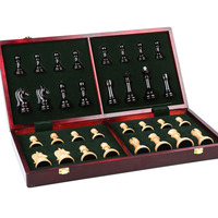 Jeu d'échecs de luxe de 20 pouces avec des pièces en métal ou en marbre, jeu d'échecs international avec échiquier en bois pliable