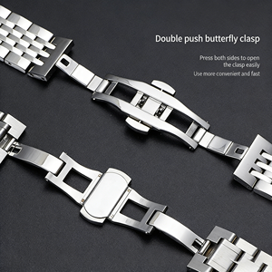 Bracelet de montre en acier inoxydable de luxe de haute qualité avec fermoir papillon, 5, 7, 12, 13, <span class=keywords><strong>14</strong></span>, 15, 16, 17, 18, 19, 20, 21, 22, 23, 24 mm, vente en gros - Product Image 4