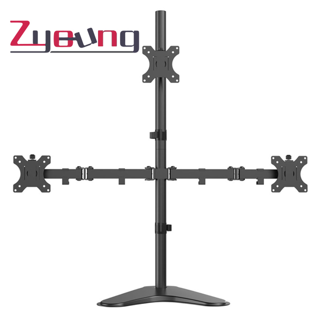 Height Adjustable Three Monitor Stand Desk Mount Articulating Monitor Arm With 3-PC Computer Screen