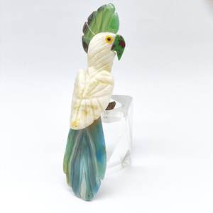 Ruby Zoisite/Calcita Blanca/Crisoprasa/Ágata Azul Talla L Tallado de Loro BJ2650 - Product Image 1