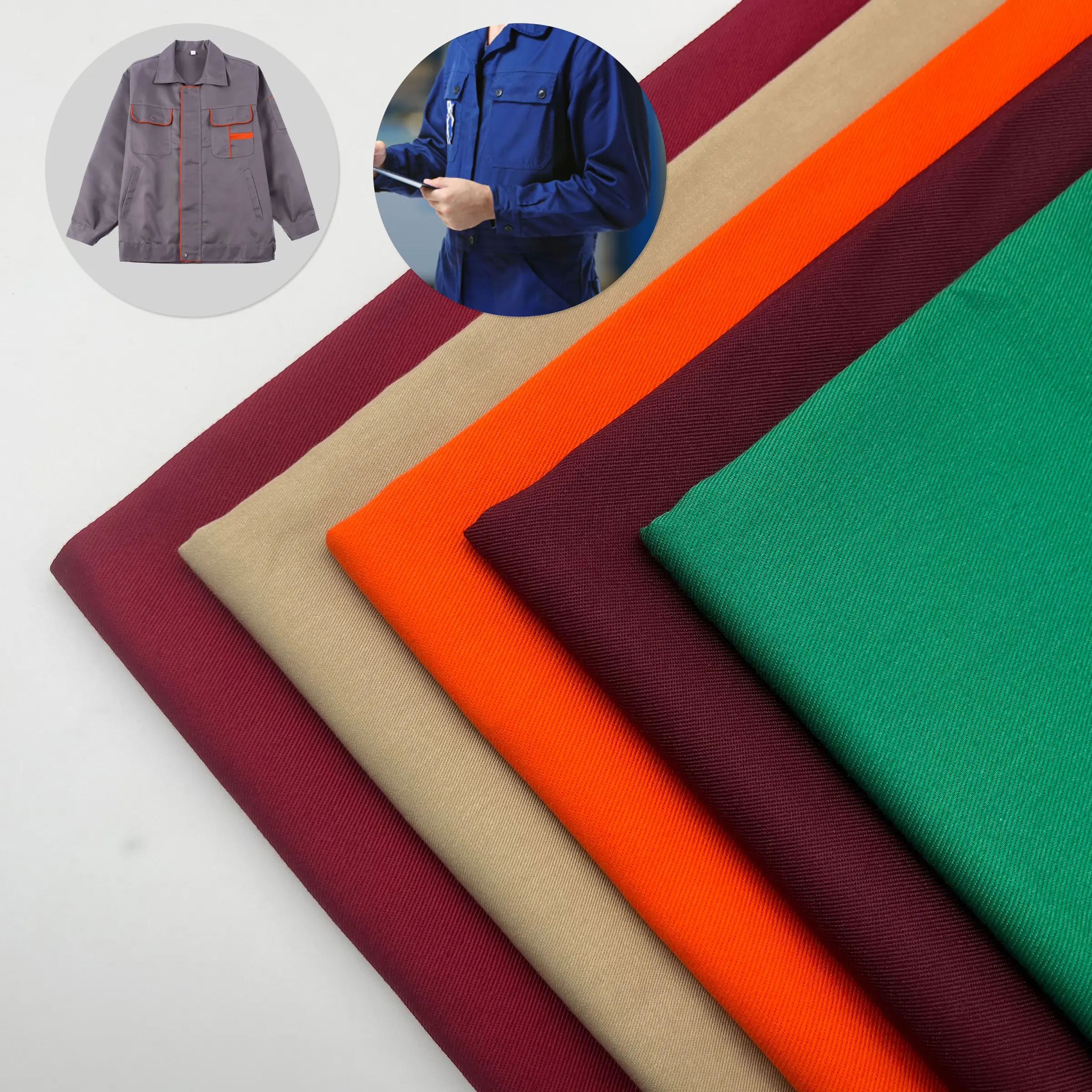 Woven Twill TC polycotton industrial workwear poliéster/algodão tecidos têxteis para vestuário fabricação fornecedor atacado