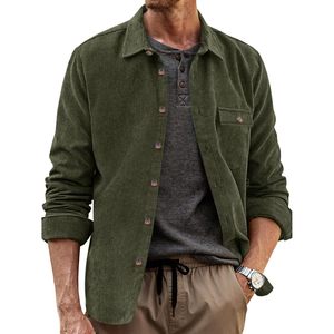 2025 veste en velours côtelé côtelé léger pour hommes à manches longues veste décontractée avec poche à rabat - Product Image 4