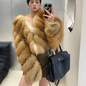 أزياء الشتاء معطف فرو الثعلب الأحمر الدافئ قصير فاخر حقيقي طبيعي معطف فرو الثعلب الأحمر - Product Image 3