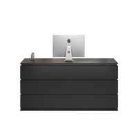 Bureau de réception moderne en bois avec espace de rangement, vente directe d'usine LR-RD-079, taille personnalisée durable pour bureau ou magasin de détail