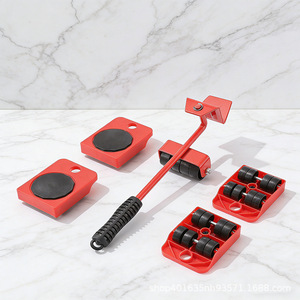 Ensemble d'outils de déménagement avec 4 roues pour meubles lourds, usage domestique, roulettes en caoutchouc solide, poignée en acier au carbone - Product Image 1
