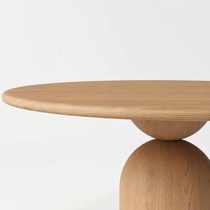 Set da Pranzo di Lusso Moderno e Minimalista in Quercia Massiccia con Tavolo Rotondo e 4 Sedie, <span class=keywords><strong>Arredamento</strong></span> per Sala da Pranzo in <span class=keywords><strong>Legno</strong></span> <span class=keywords><strong>Naturale</strong></span> Nordico - Product Image 2