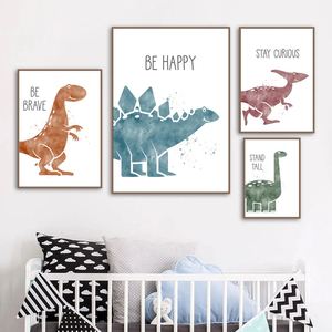 Triceratops ptérosaure dessin animé dinosaure mur Art toile peinture nordique affiches et impressions photos murales pour enfants chambre décor - Product Image 3
