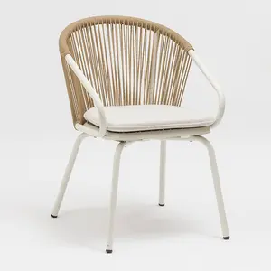 Плетеная мебель для вечеринок, сада, ресторана, штабелируемые алюминиевые веревочные обеденные уличные стулья