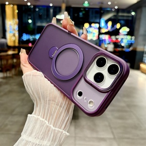 เคสโทรศัพท์แบบมีขาตั้งแม่เหล็กหมุนได้ รุ่น Drill-grain Lens Frame สำหรับ iPhone 11 12 13 14 15 16 17 Pro Max ป้องกันการตกหล่น อุปกรณ์เสริมโทรศัพท์ - Product Image 5