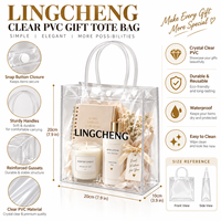 Sac cadeau promotionnel avec logo personnalisé, sac cadeau de mariage, sac de shopping en PVC transparent avec poignée et bouton