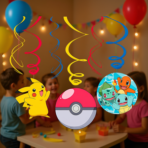 Spirali decorative Pokemon, 3 pezzi, ornamenti da appendere per feste con design Pikachu e Pokeball per la festa di compleanno dei bambini - Product Image 3