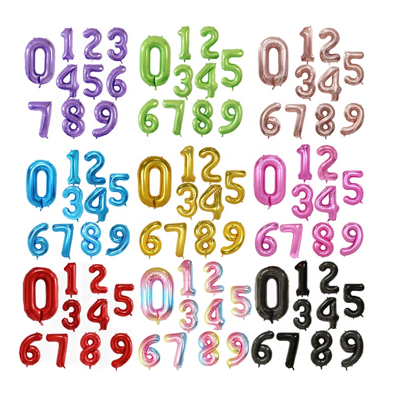 Воздушные шары в виде цифр 0-9, алюминиевая фольга, золотистые/серебристые, 32 дюйма, украшение для дня рождения