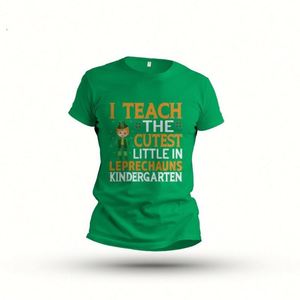 Wholesale Four Leaf Clover St. Patricks Day Graphic Crewneck Tee <b>Shirt</b> Custom Design Casual Green T-<b>Shirt</b> - Product Image 3