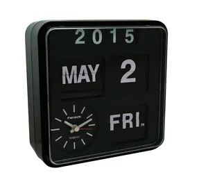 ホワイトレトロカードページターニングフリップフリップダウンラージウォールクロックヴィンテージスタイルデスクテーブルカレンダーオートフリップデジタル時計