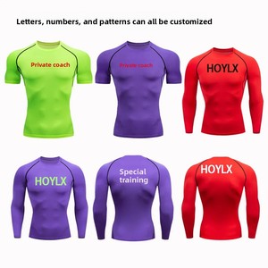 Chemises de fitness pour hommes personnalisées OEM avec impression numérique 3D - Séchage rapide, compression, manches courtes/longues, pour la course à pied, vente en gros, usine - Product Image 2