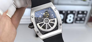 Montre mécanique automatique ultra-fine 6701 Fashion Silver, montre de luxe haut de gamme pour affaires, sport, avec bracelet en caoutchouc et aiguilles en fibre de carbone. - Product Image 5